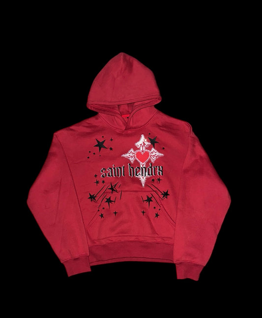 Saint Hendrx Red Logo Fitted Hoodie